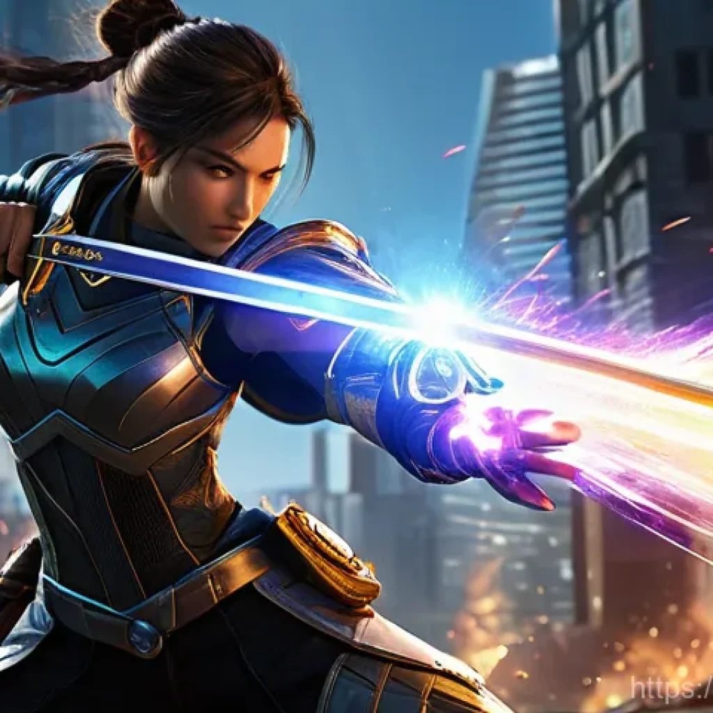 이터널리턴 데미지 공식 역산법 - A dynamic, action-packed scene featuring a female Eternal Return character, reminiscent of a swift s...