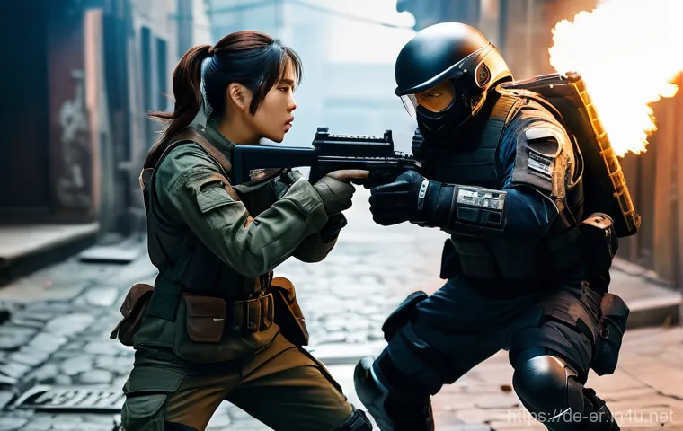 이터널리턴 인기 보조 무기 분석 - **"The Surprise Counter-Attack"**: A dynamic action shot featuring a male character, resembling Hyun...