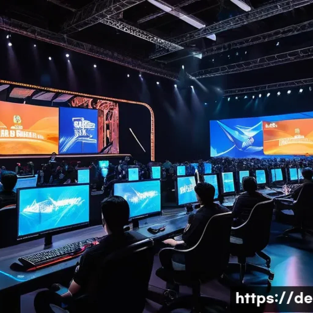 이터널리턴 글로벌 트렌드 비교 - A dynamic European esports tournament scene for Eternal Return, featuring a diverse group of adult p...
