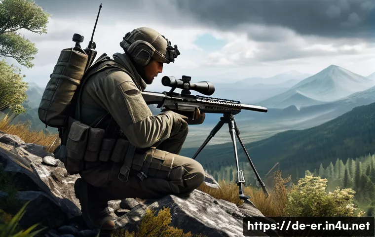 이터널리턴 신규 맵 정보 - A dynamic tactical shooter scene set on a mountainous map with varied terrain heights, featuring a s...